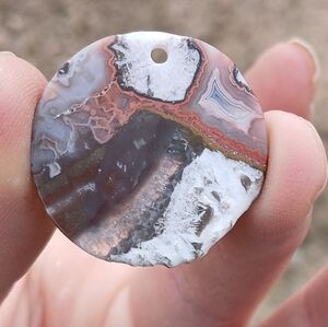New Mexican Crazy Lace Agate Sice Round Pendant.